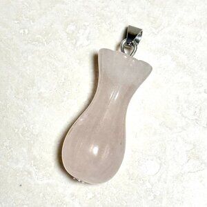 2/$20, Natural Rose Quartz Flower Bud Pendant, Large Genuine Gemstone Pendant